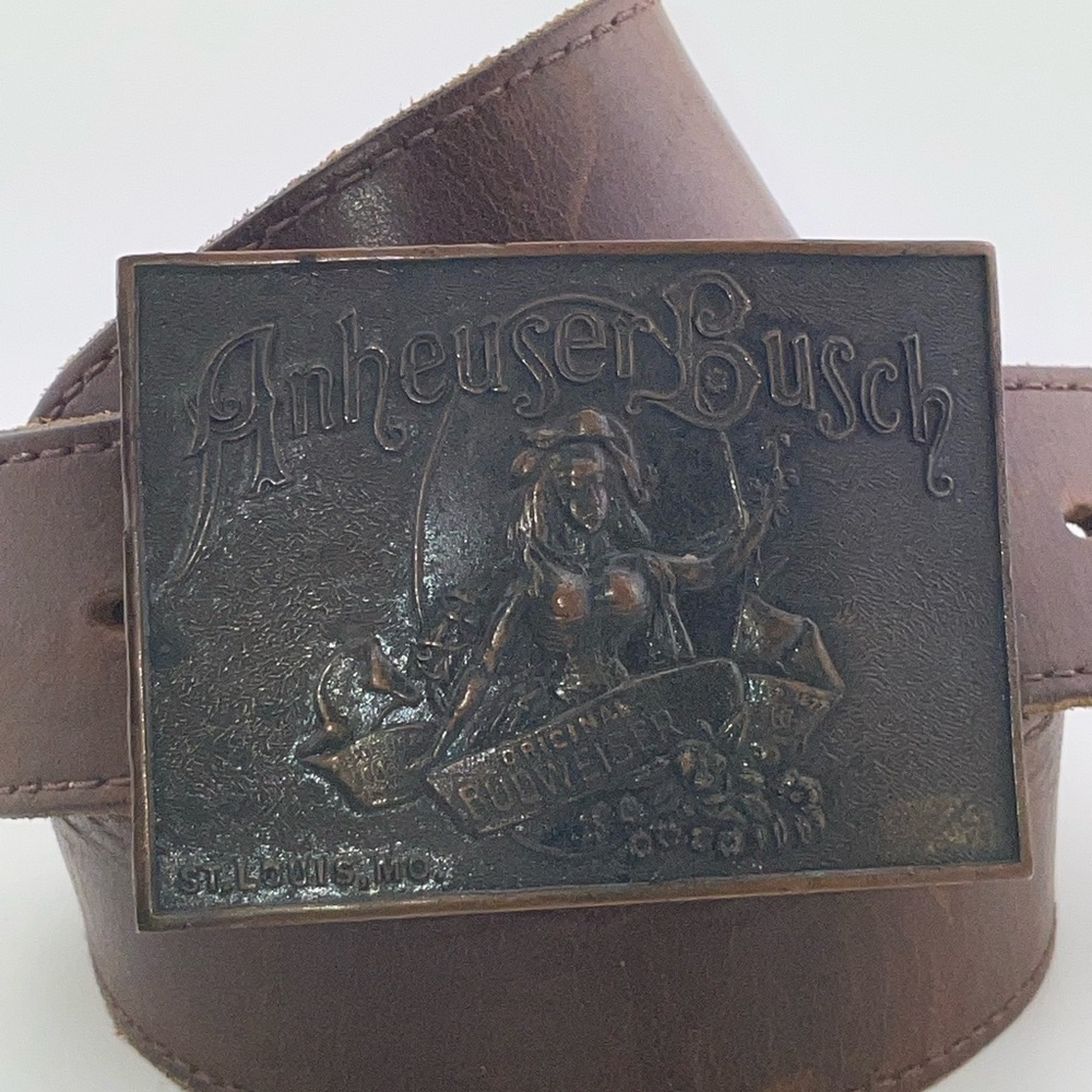 Anheuser Busch Belt Buckle Vintage Original Budweiser St. Louis MO B-I68 Stamped - Picture 5 of 6